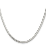 925 White Gold 3.5 mm Polished Chain Necklace, Solid