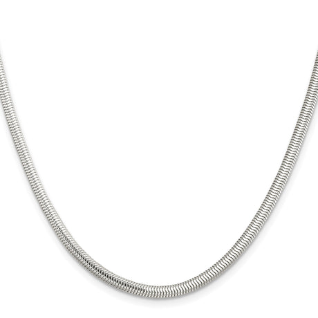 925 White Gold 3.5 mm Polished Chain Necklace, Solid