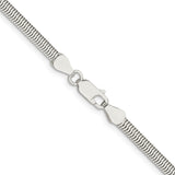 925 White Gold 3.5 mm Polished Chain Necklace, Solid alternate angle