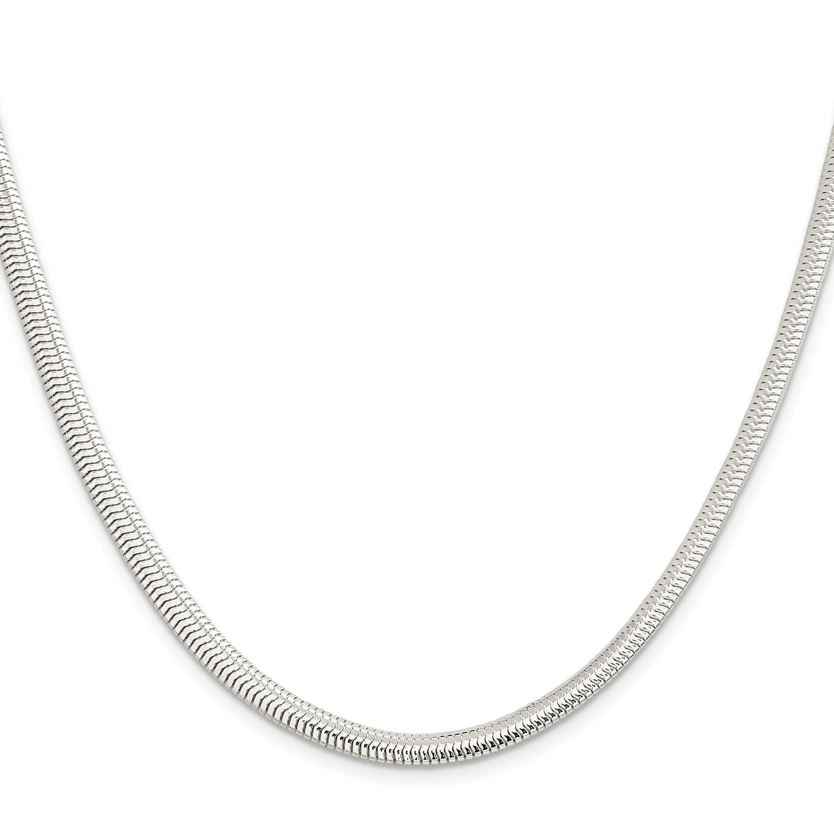 925 White Gold 5 mm Polished Chain Necklace, Solid
