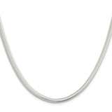 925 White Gold 5 mm Polished Chain Necklace, Solid
