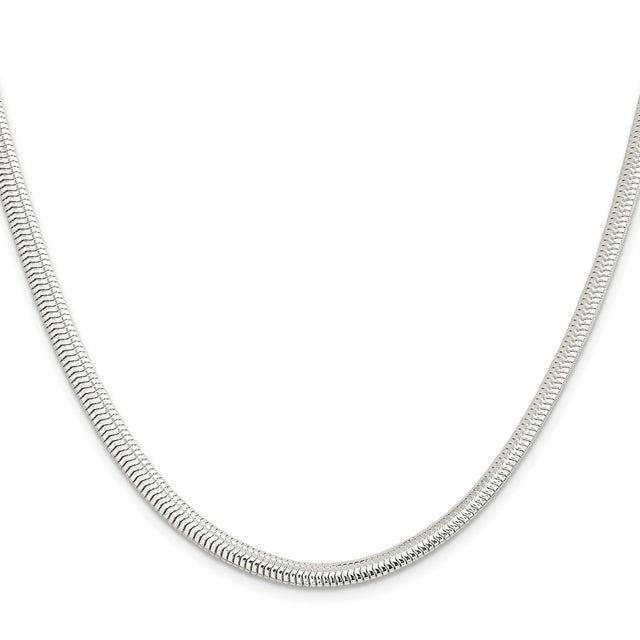 925 White Gold 5 mm Polished Chain Necklace, Solid