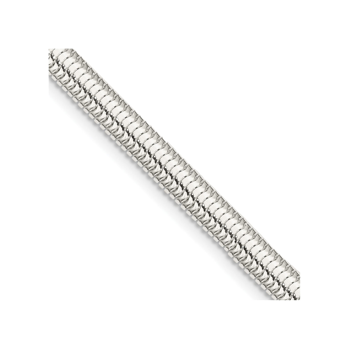 925 White Gold 5 mm Polished Chain Necklace, Solid detail view
