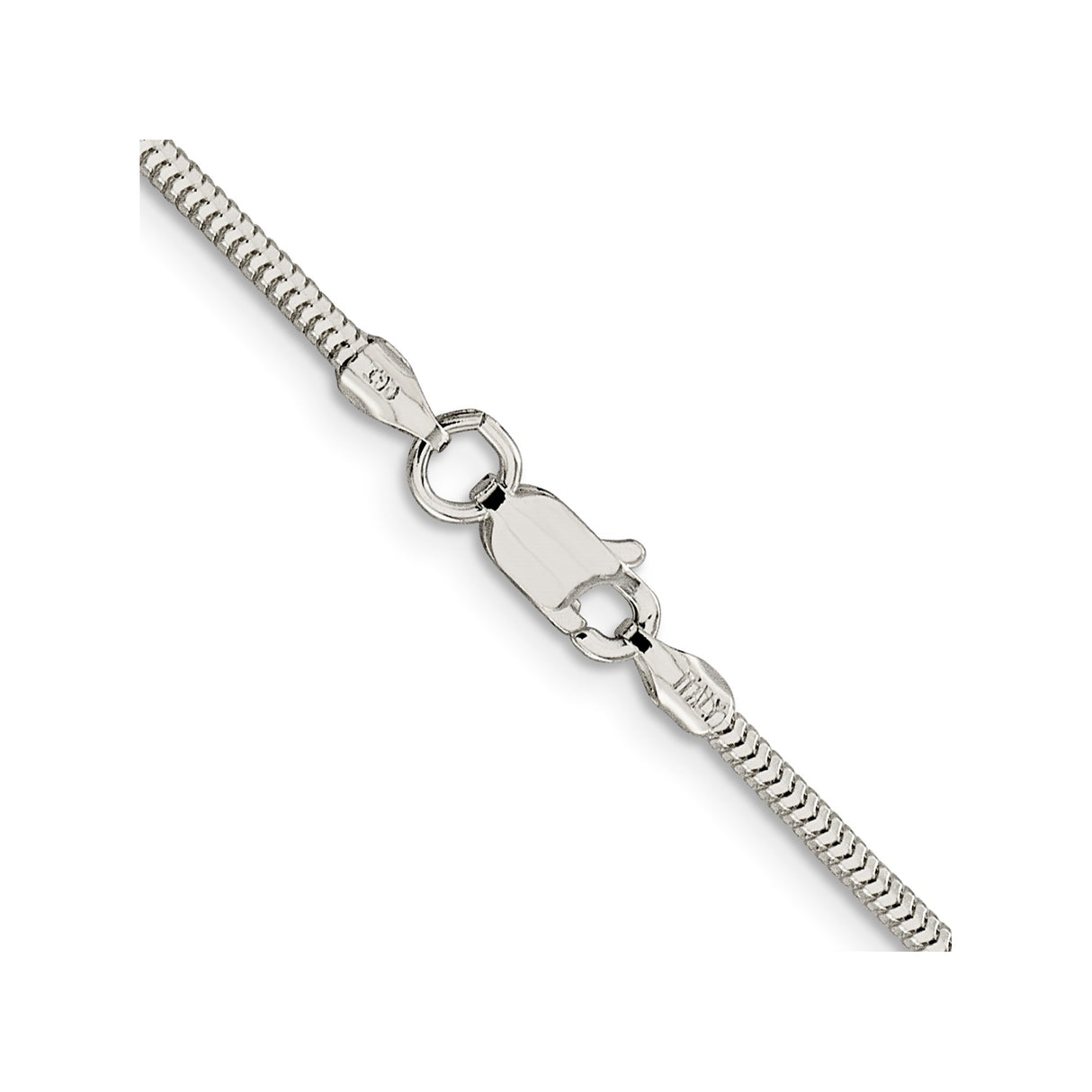 925 White Gold 2 mm Polished Chain Necklace, Solid alternate angle