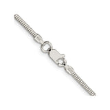 925 White Gold 2 mm Polished Chain Necklace, Solid alternate angle