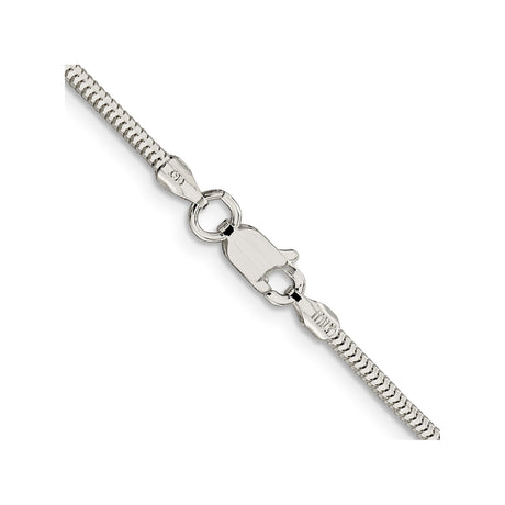 925 White Gold 2 mm Polished Chain Necklace, Solid alternate angle