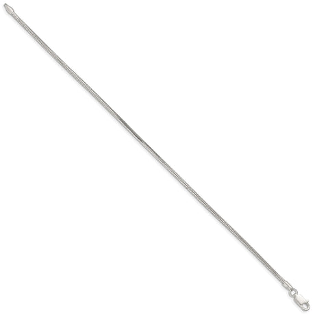925 White Gold 2 mm Polished Chain Bracelet, Solid