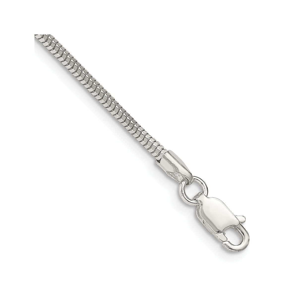 925 White Gold 2 mm Polished Chain Bracelet, Solid shown for scale
