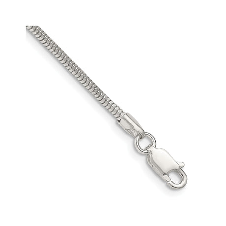 925 White Gold 2 mm Polished Chain Bracelet, Solid shown for scale