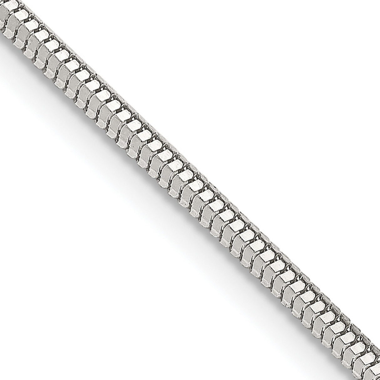 925 White Gold 2 mm Polished Chain Necklace, Solid detail view