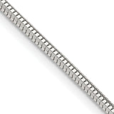 925 White Gold 2 mm Polished Chain Necklace, Solid detail view