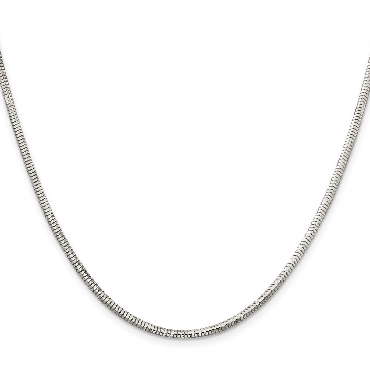 925 White Gold 2.5 mm Polished Chain Necklace, Solid