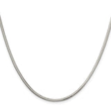 925 White Gold 2.5 mm Polished Chain Necklace, Solid