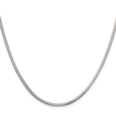 925 White Gold 2.5 mm Polished Chain Necklace, Solid