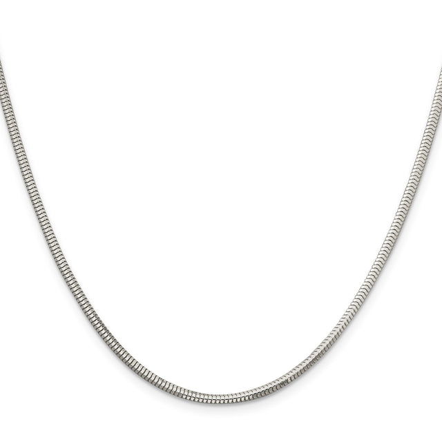 925 White Gold 2.5 mm Polished Chain Necklace, Solid
