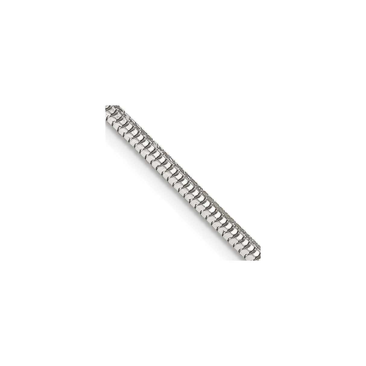 925 White Gold 2.5 mm Polished Chain Necklace, Solid detail view