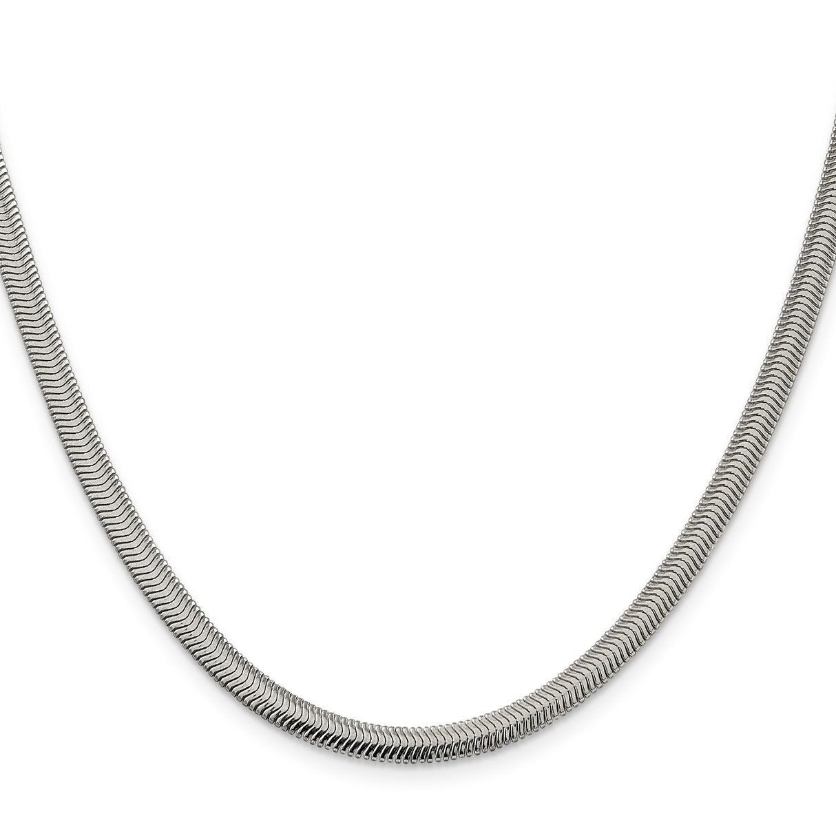 925 White Gold 4.2 mm Polished Chain Necklace, Solid