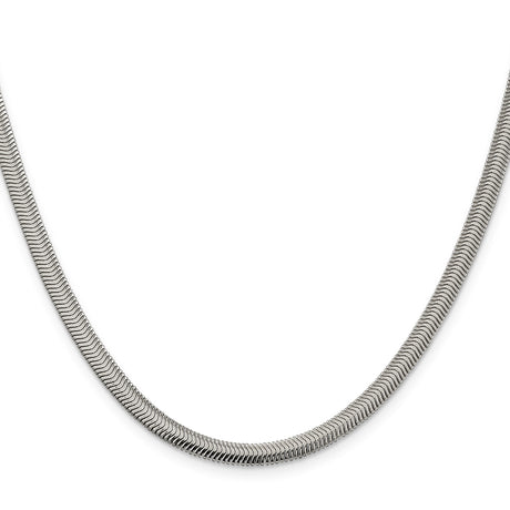 925 White Gold 4.2 mm Polished Chain Necklace, Solid
