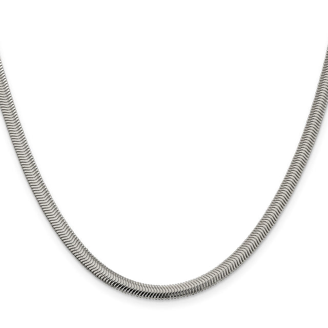925 White Gold 4.2 mm Polished Chain Necklace, Solid