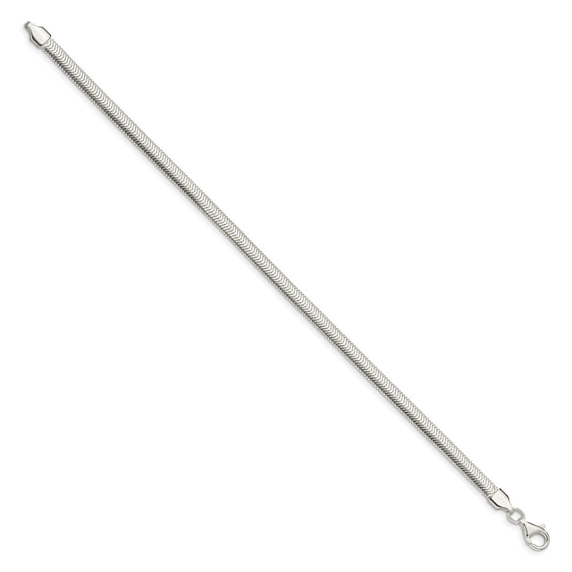 925 White Gold 4.2 mm Polished Chain Bracelet, Solid
