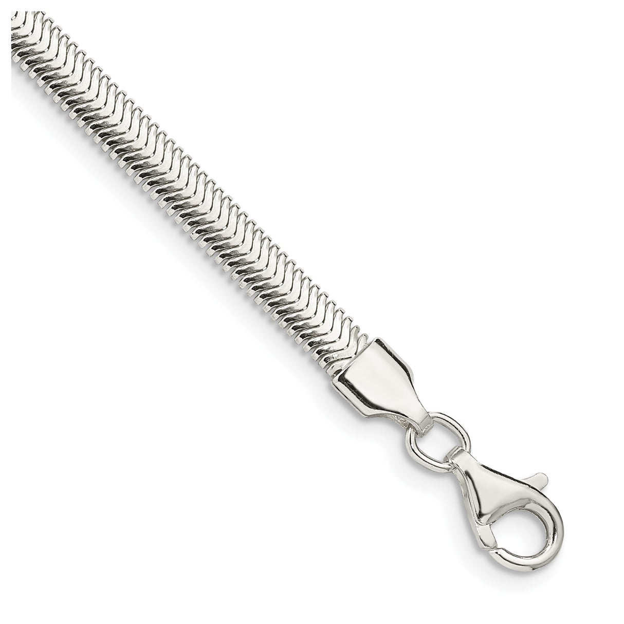 925 White Gold 4.2 mm Polished Chain Bracelet, Solid shown for scale