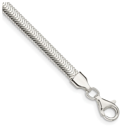 925 White Gold 4.2 mm Polished Chain Bracelet, Solid shown for scale