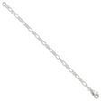 925 White Gold 5 mm Polished Chain Anklet, Solid
