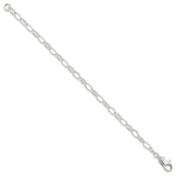 925 White Gold 5 mm Polished Chain Anklet, Solid