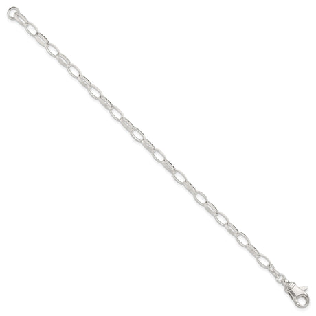925 White Gold 5 mm Polished Chain Anklet, Solid