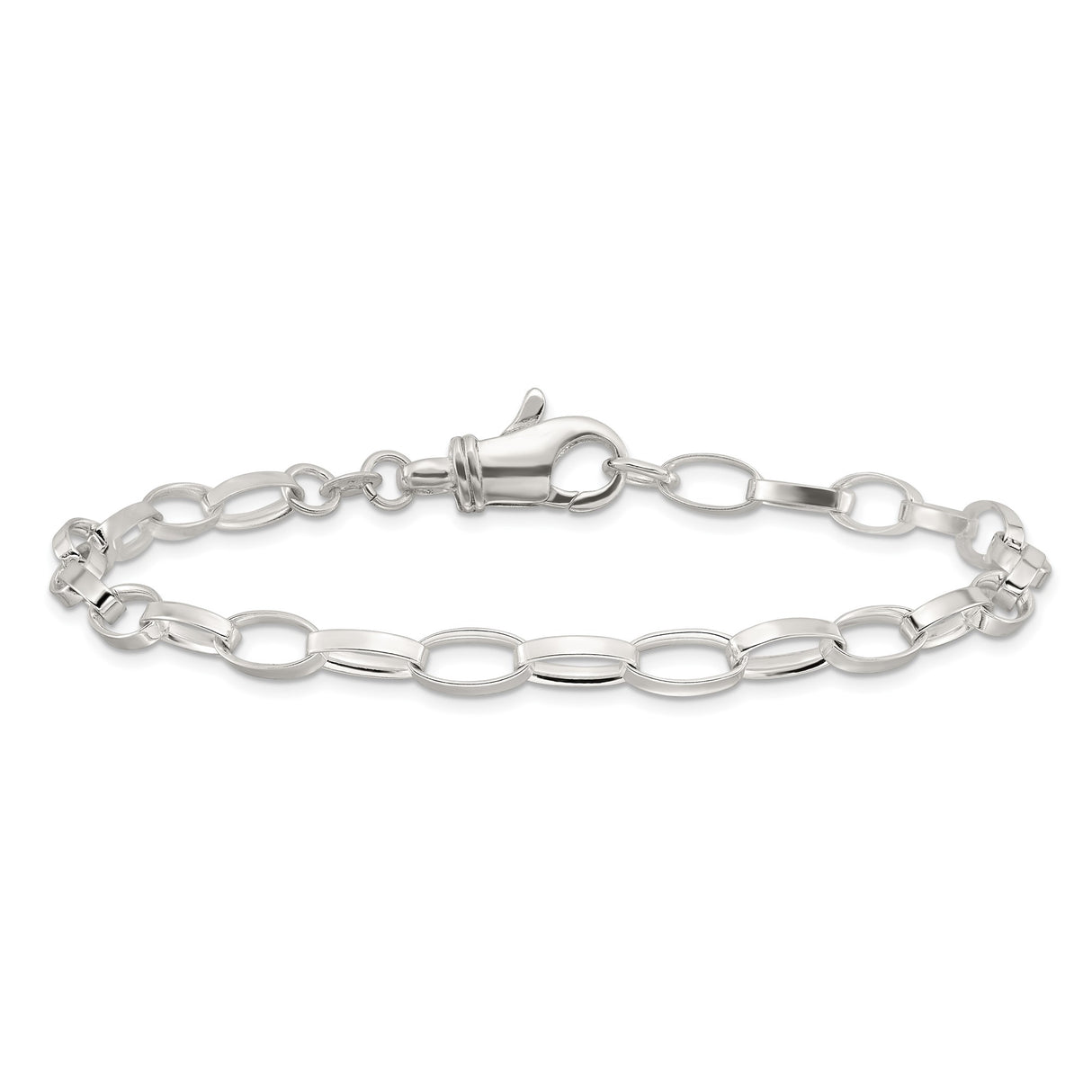 925 White Gold 5 mm Polished Chain Anklet, Solid alternate angle