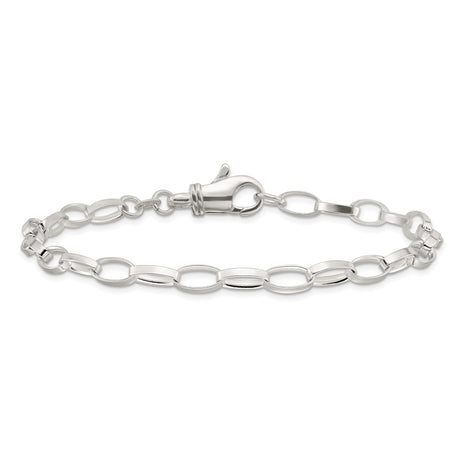 925 White Gold 5 mm Polished Chain Anklet, Solid alternate angle