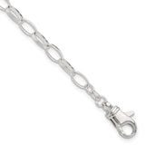 925 White Gold 5 mm Polished Chain Anklet, Solid detail view