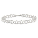 925 White Gold 8 mm Polished Chain Anklet, Solid