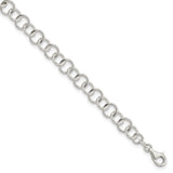 925 White Gold 8 mm Polished Chain Anklet, Solid detail view