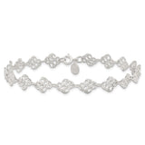 925 White Gold 7 mm Polished Chain Anklet, Solid