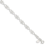 925 White Gold 6 mm Polished Chain Anklet, Solid