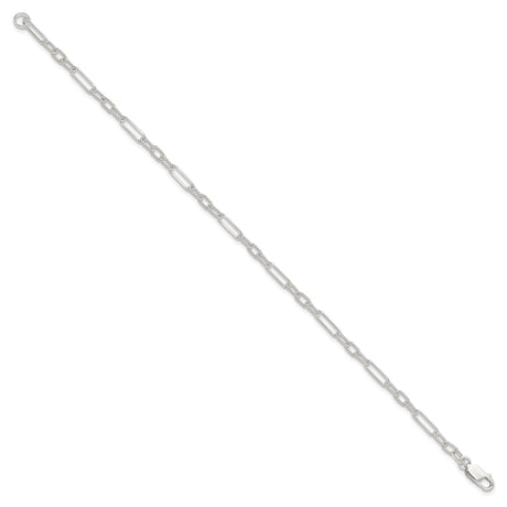 925 White Gold 4 mm Polished Chain Anklet, Solid
