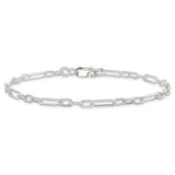925 White Gold 4 mm Polished Chain Anklet, Solid alternate angle