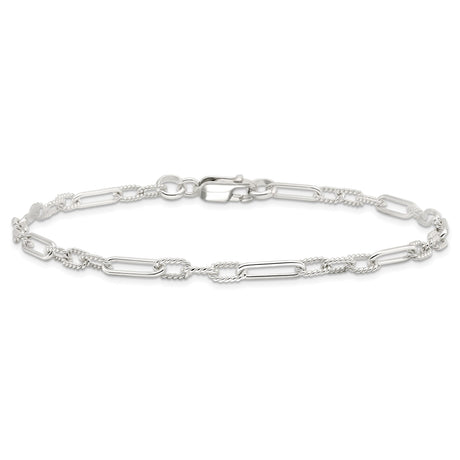 925 White Gold 4 mm Polished Chain Anklet, Solid alternate angle