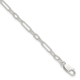 925 White Gold 4 mm Polished Chain Anklet, Solid detail view