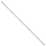 925 White Gold 6 mm Polished Chain Anklet, Solid