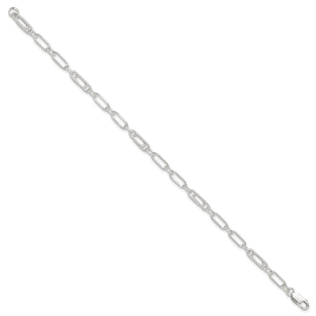 925 White Gold 6 mm Polished Chain Anklet, Solid