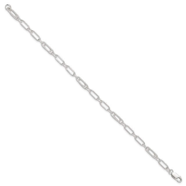 925 White Gold 6 mm Polished Chain Anklet, Solid