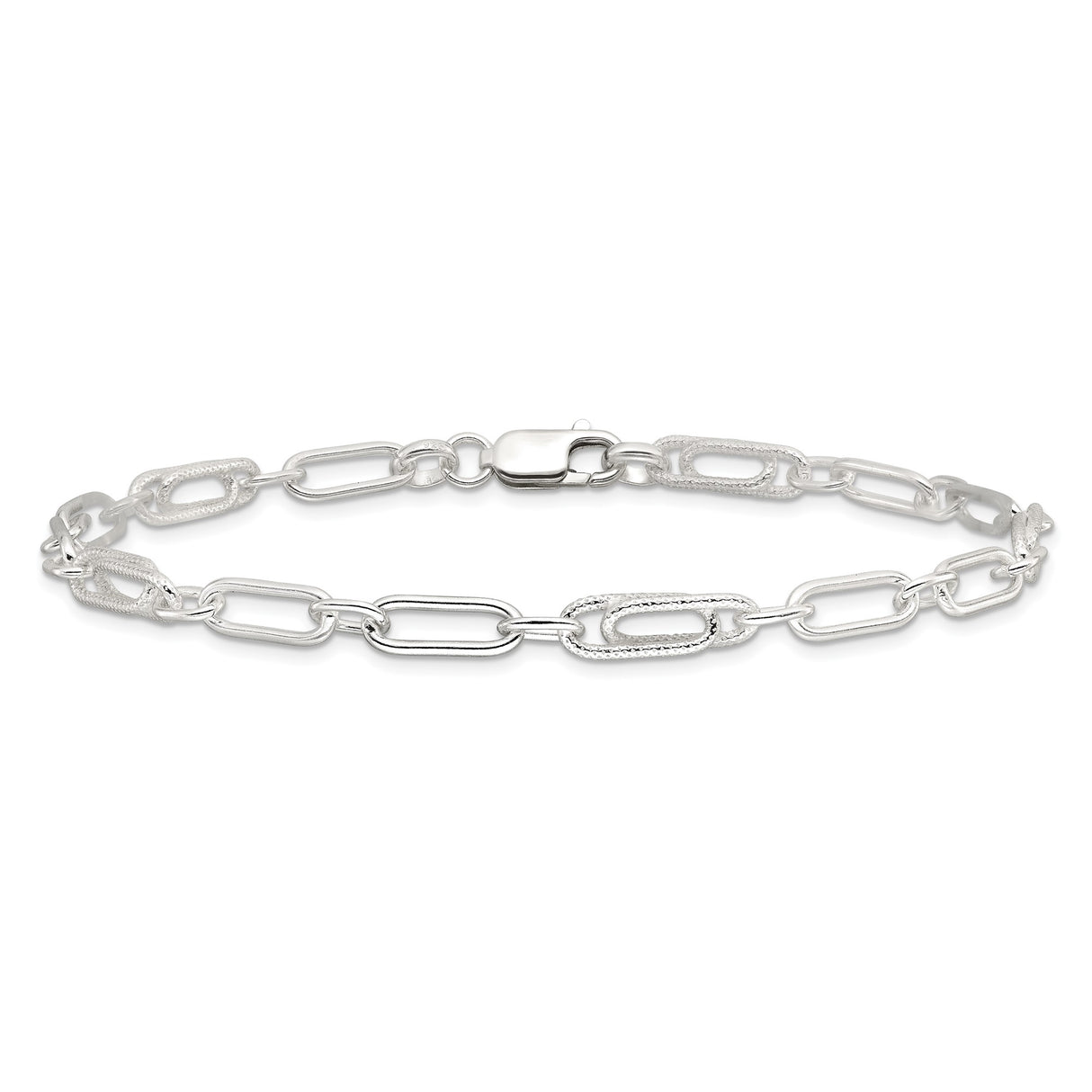 925 White Gold 6 mm Polished Chain Anklet, Solid alternate angle