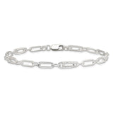 925 White Gold 6 mm Polished Chain Anklet, Solid alternate angle