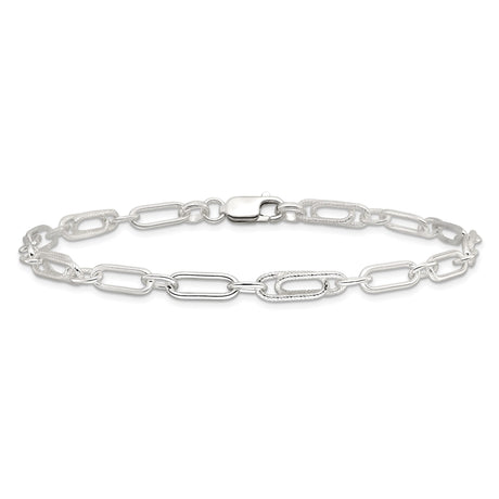 925 White Gold 6 mm Polished Chain Anklet, Solid alternate angle