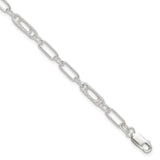 925 White Gold 6 mm Polished Chain Anklet, Solid detail view