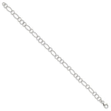 925 White Gold 9 mm Polished Chain Anklet, Solid