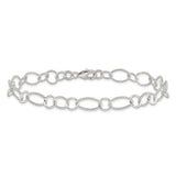 925 White Gold 9 mm Polished Chain Anklet, Solid alternate angle