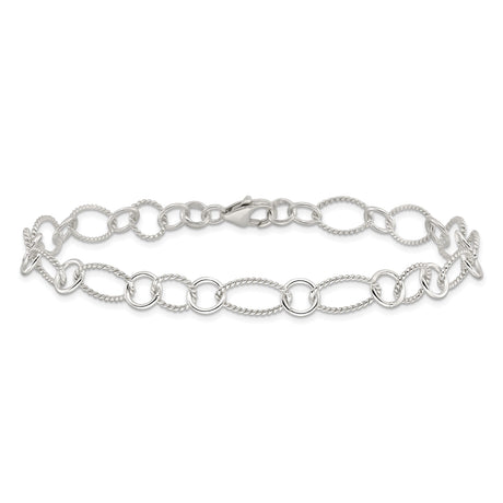 925 White Gold 9 mm Polished Chain Anklet, Solid alternate angle